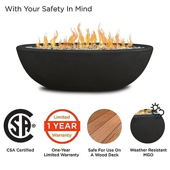 Real Flame 48.25 in. x 28.25 in. Riverside Oval Propane Gas Fire Bowl, Shale - Image 3