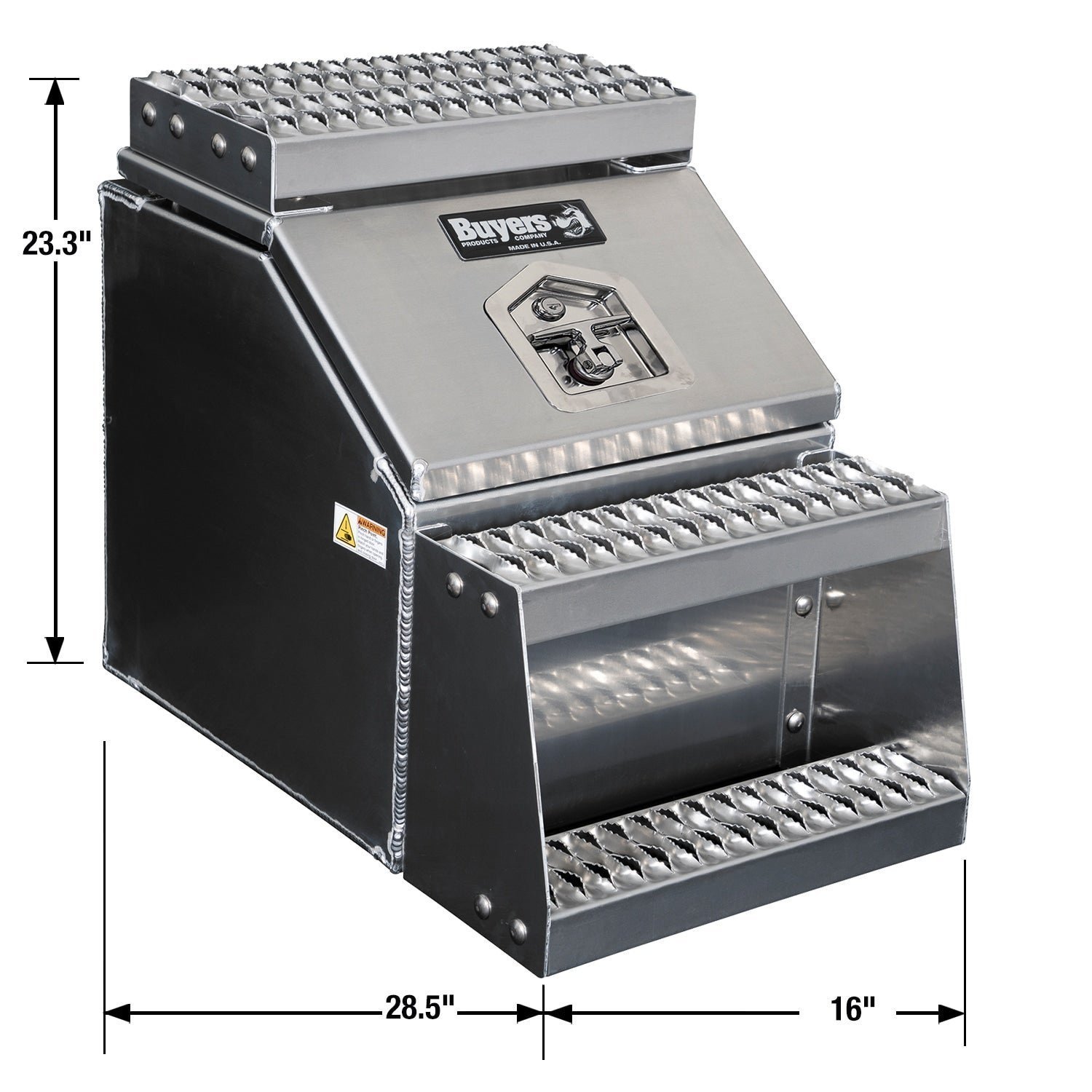 Buyers Products 28-in x 24-in x 19-in Smooth Aluminum Step Box Truck Tool Box 1705285 - Image 2
